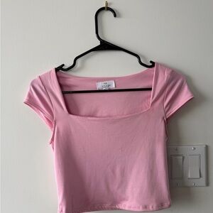 Pink Square Neck Women's Top